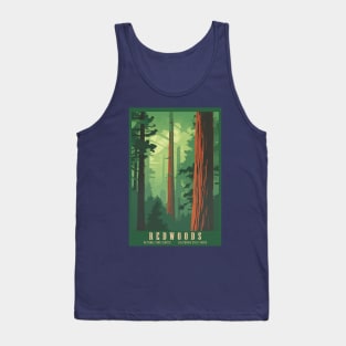 Redwoods Vintage Travel Poster Tank Top